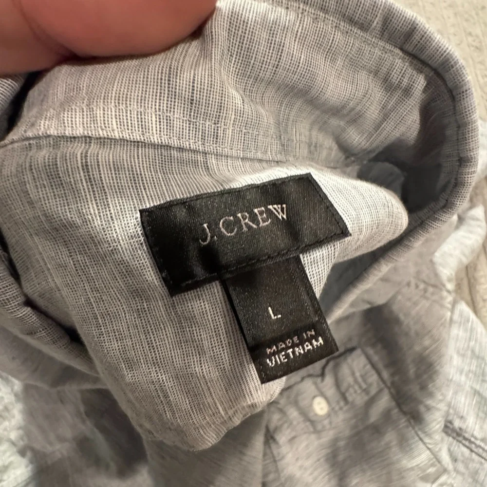 J.Crew‎ Shirt Mens L Blue Linen Cotton Baird McNutt Summer Vacation Breathable